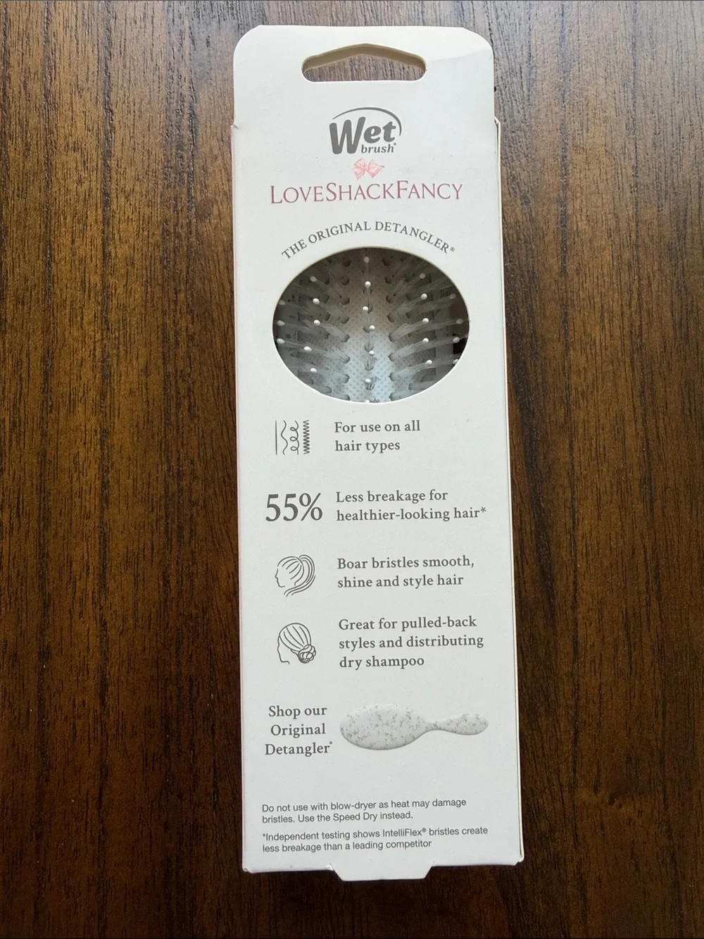 LoveShackFancy White Floral Compact Detangler Brush